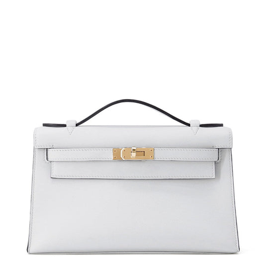 HERMES PochetteKelly Gri Platinum Swift Leather