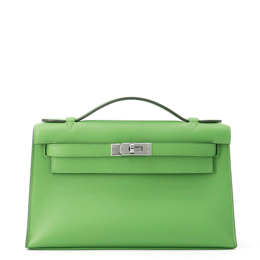HERMES PochetteKelly Vert Yucca Swift Leather