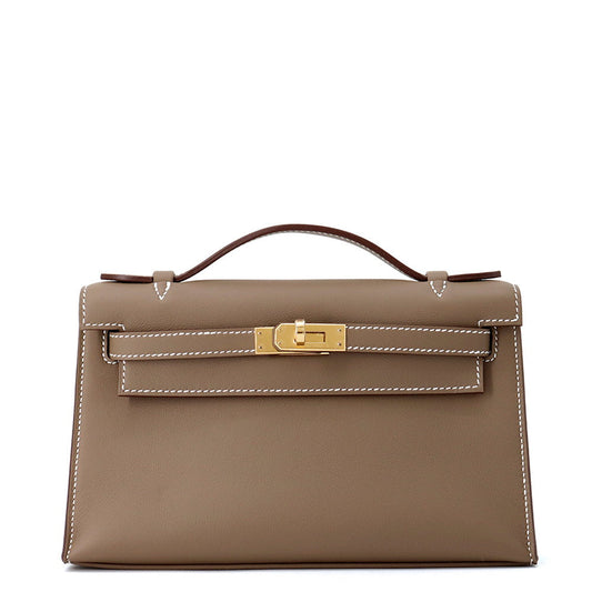 HERMES PochetteKelly Etoupe Swift Leather