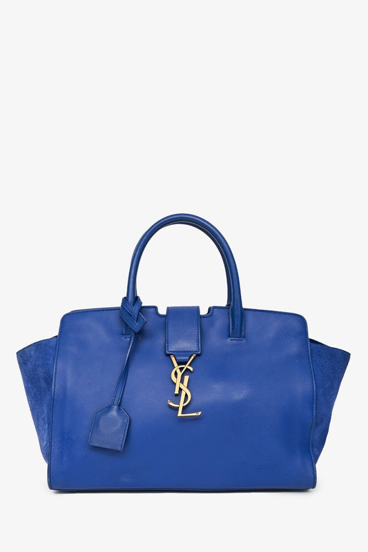 Saint Laurent 2016 Blue Leather Small Y Cabas Top Handle (As Is)